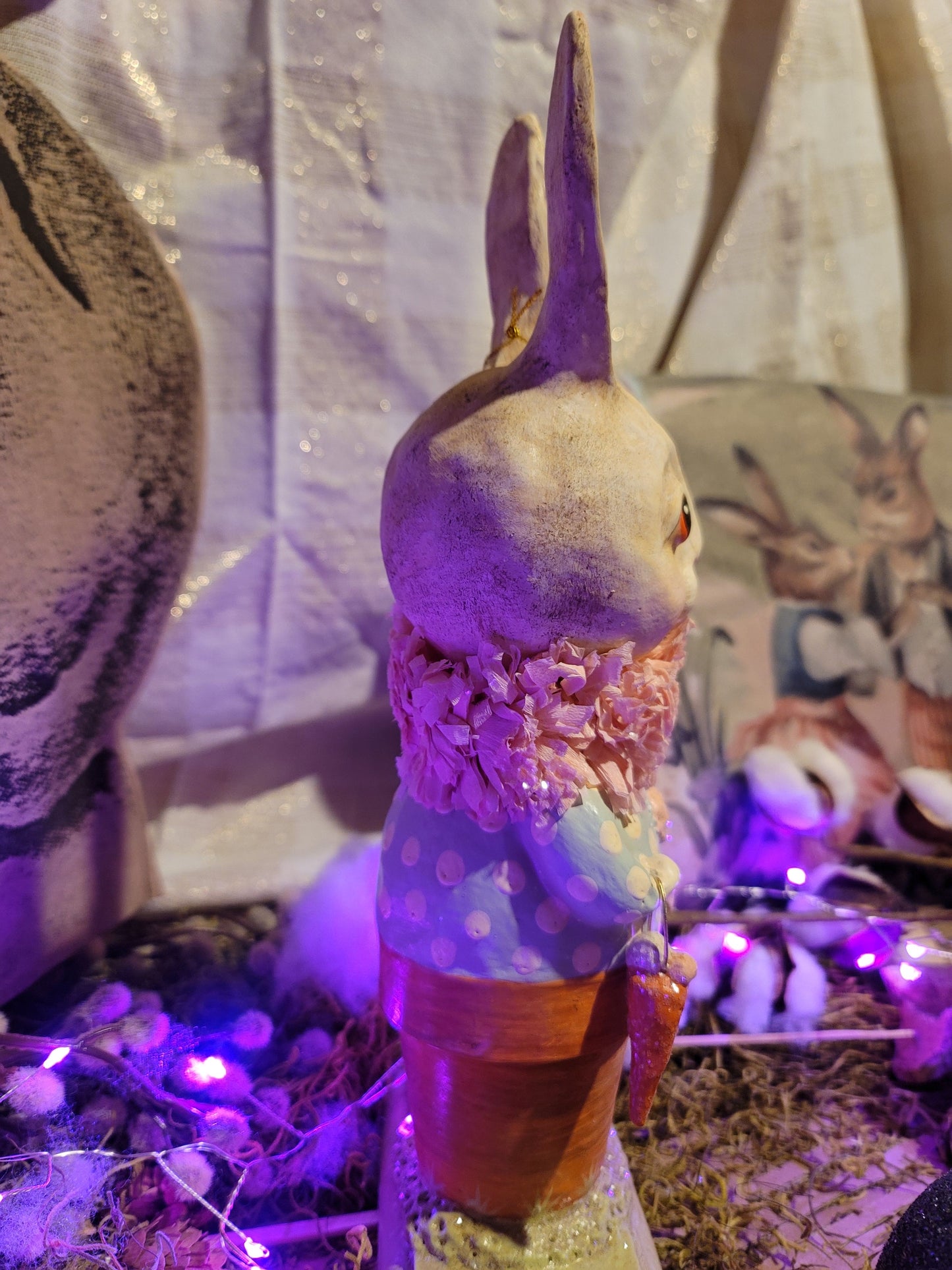 Vintage Easter Hop Hop Jingle Boo Debra Schoch Bunny in Pot Figurine