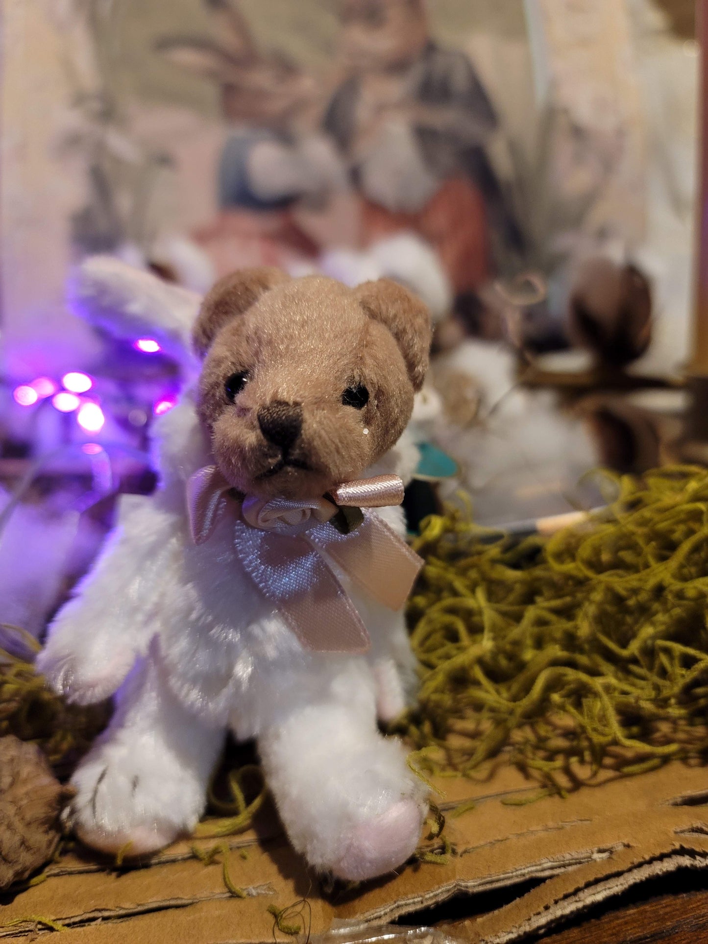 Bearington Stuffed Easter Bear in Either White or Pink Bunny Suit with Movable Limbs Ornament