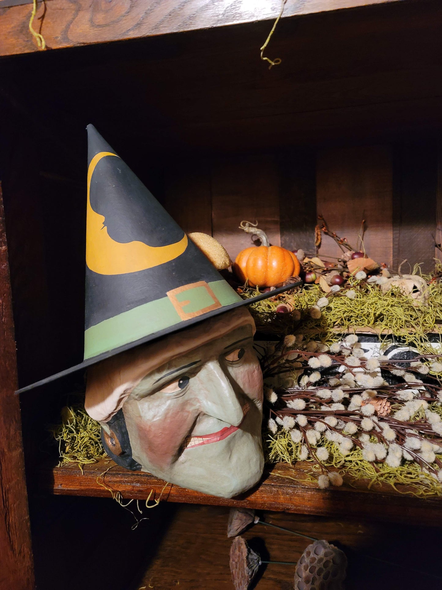 Vintage Halloween Style Wicked Witch head Bucket Candy Container Cody Foster Large