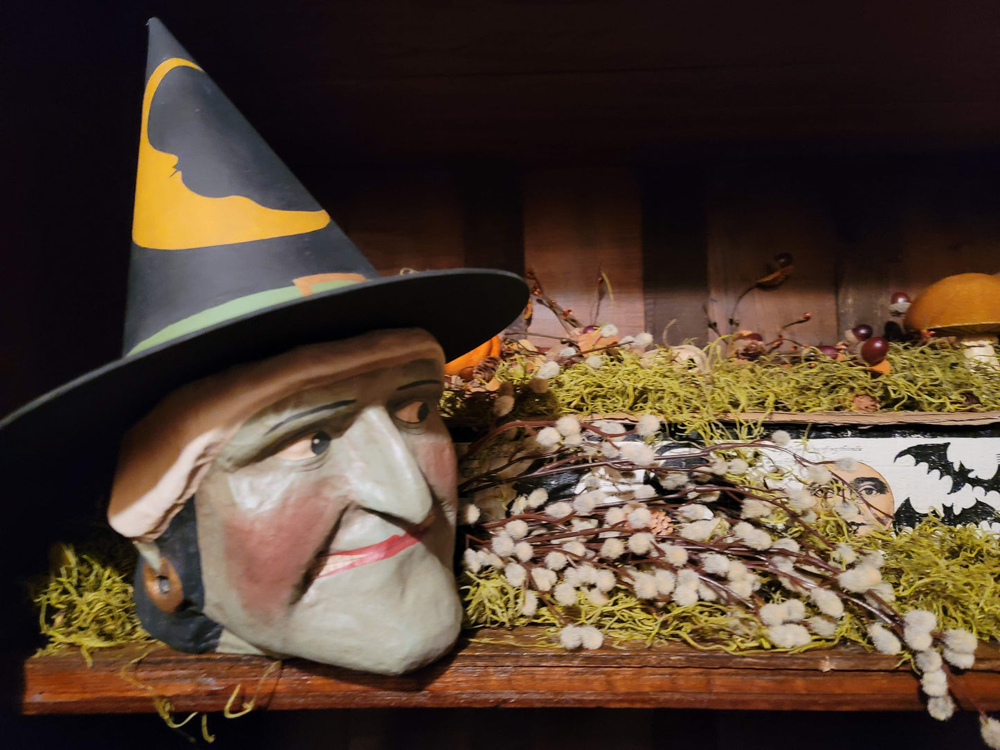 Vintage Halloween Style Wicked Witch head Bucket Candy Container Cody Foster Large