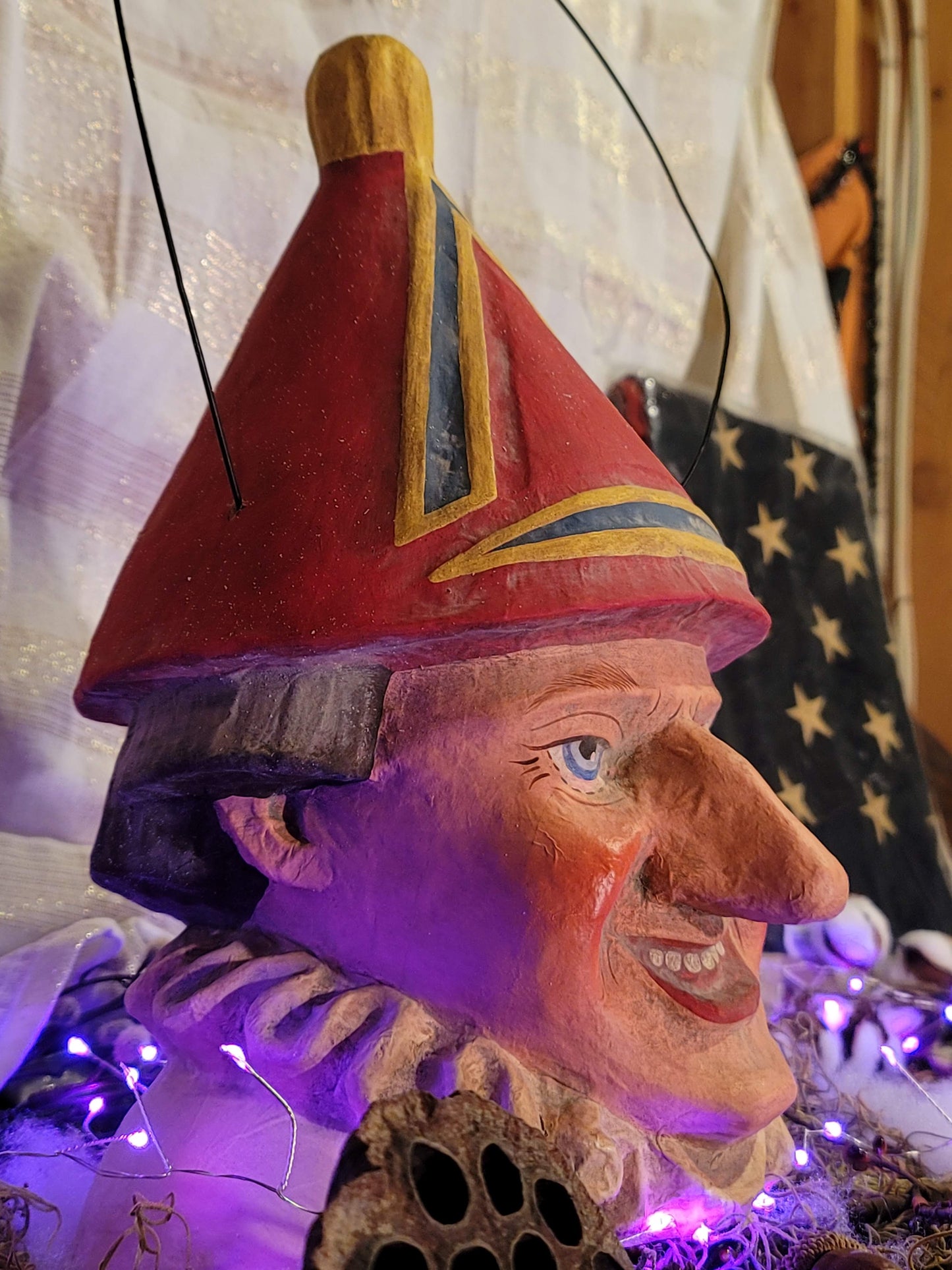Vintage Halloween Style Circus Victorian Paper Mache Clown Bucket