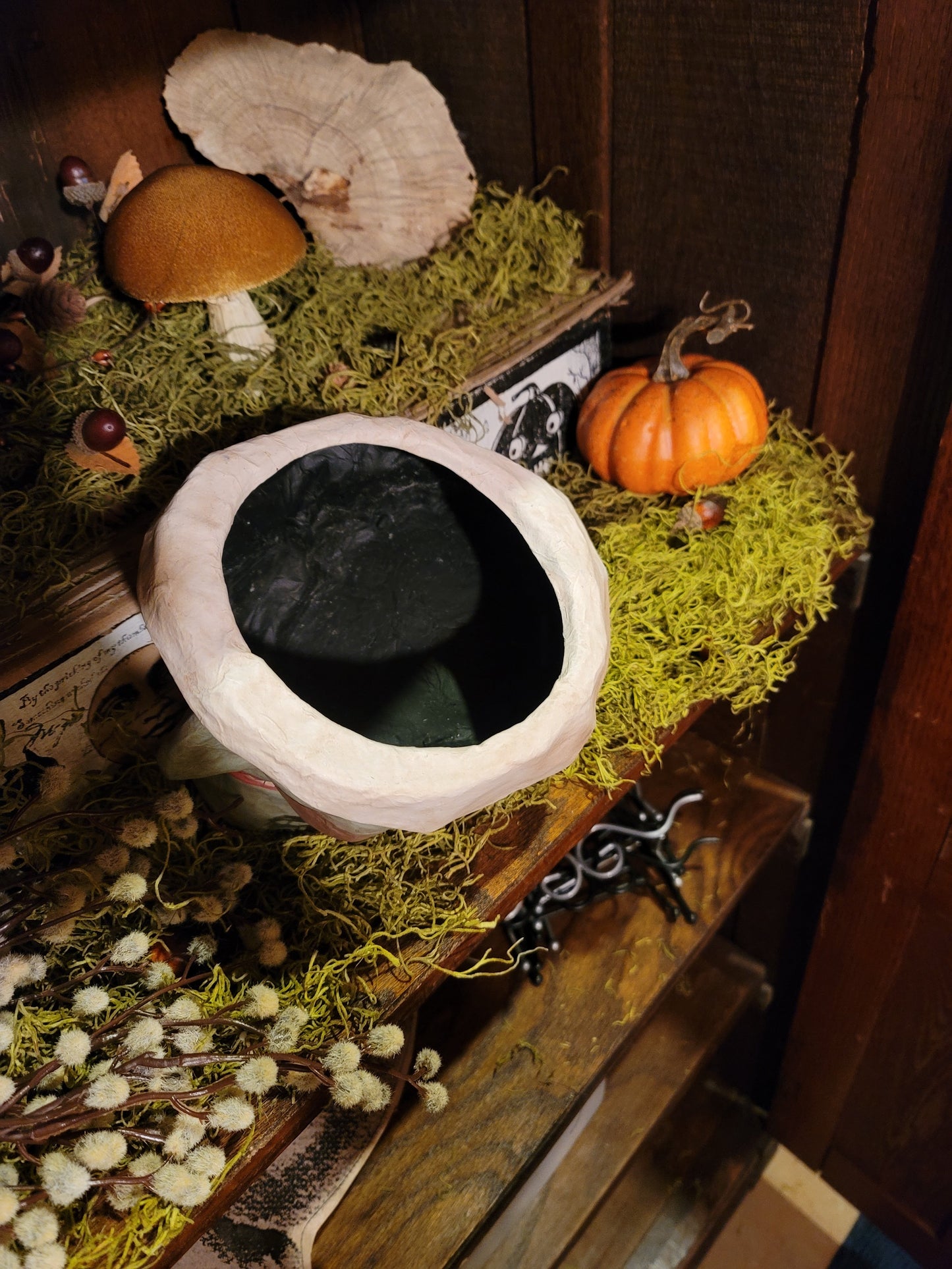 Vintage Halloween Style Paper Mache Witch Candy Container Cody Foster SMALL