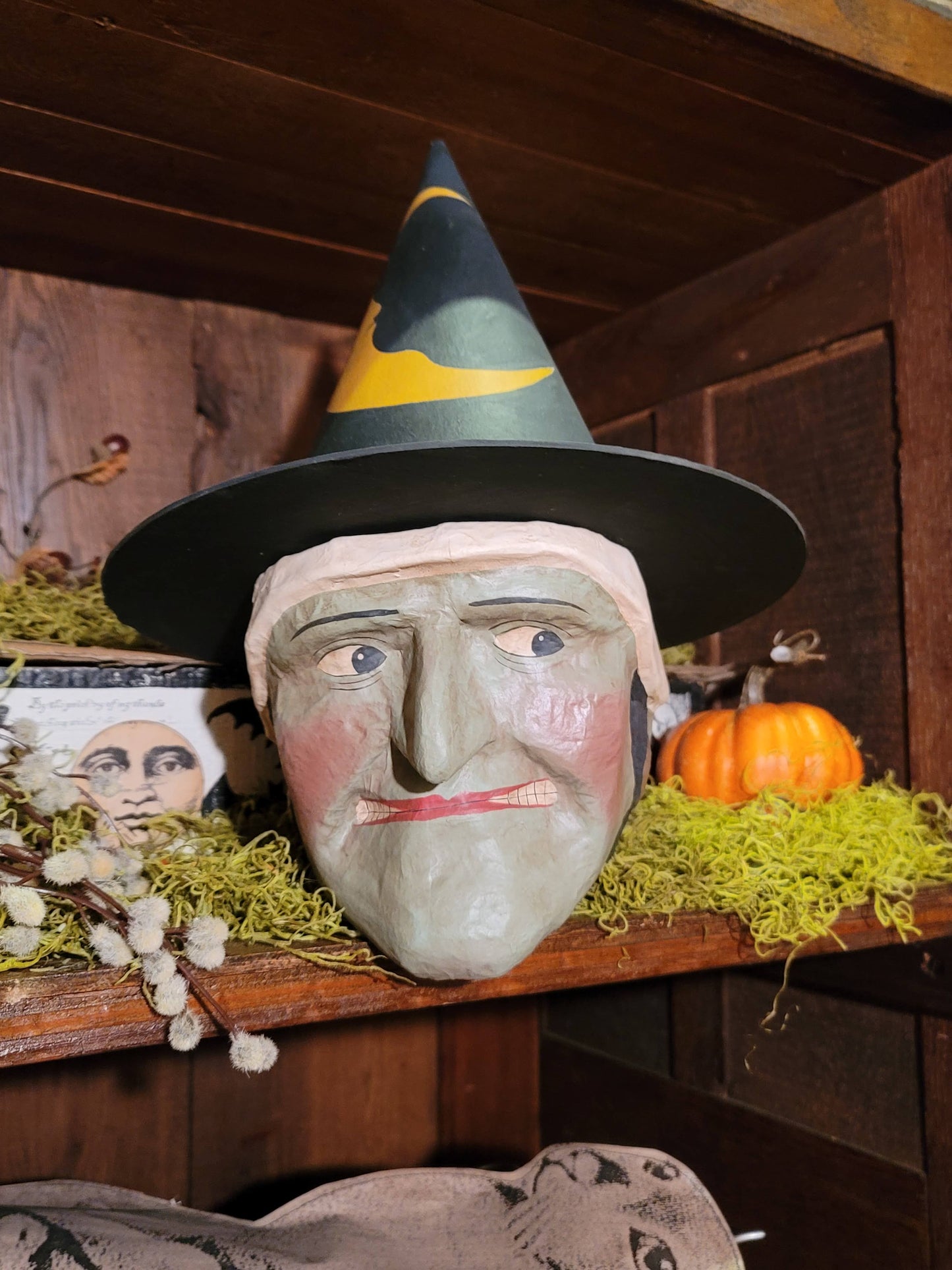 Vintage Halloween Style Wicked Witch head Bucket Candy Container Cody Foster Large