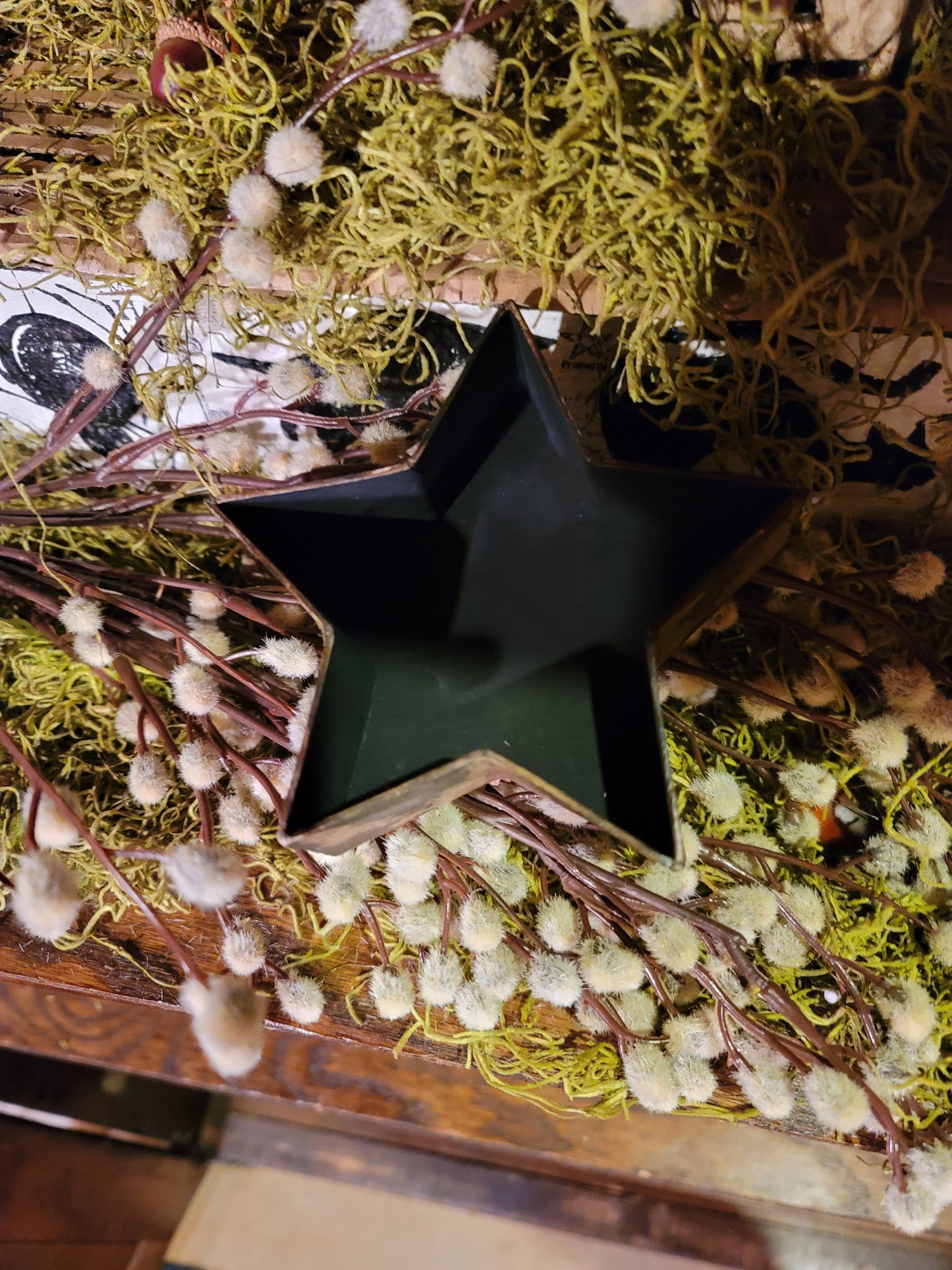 Vintage Halloween Style Man in the Moon Box Container with Tinsel