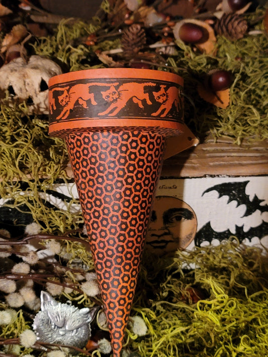 Vintage Halloween Style Bethany Lowe Cat Candy Cone Ornament Decoration