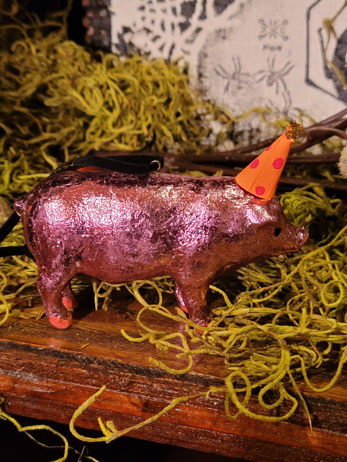 Whimsy Circus Pink Party Pig with Hat Ornament