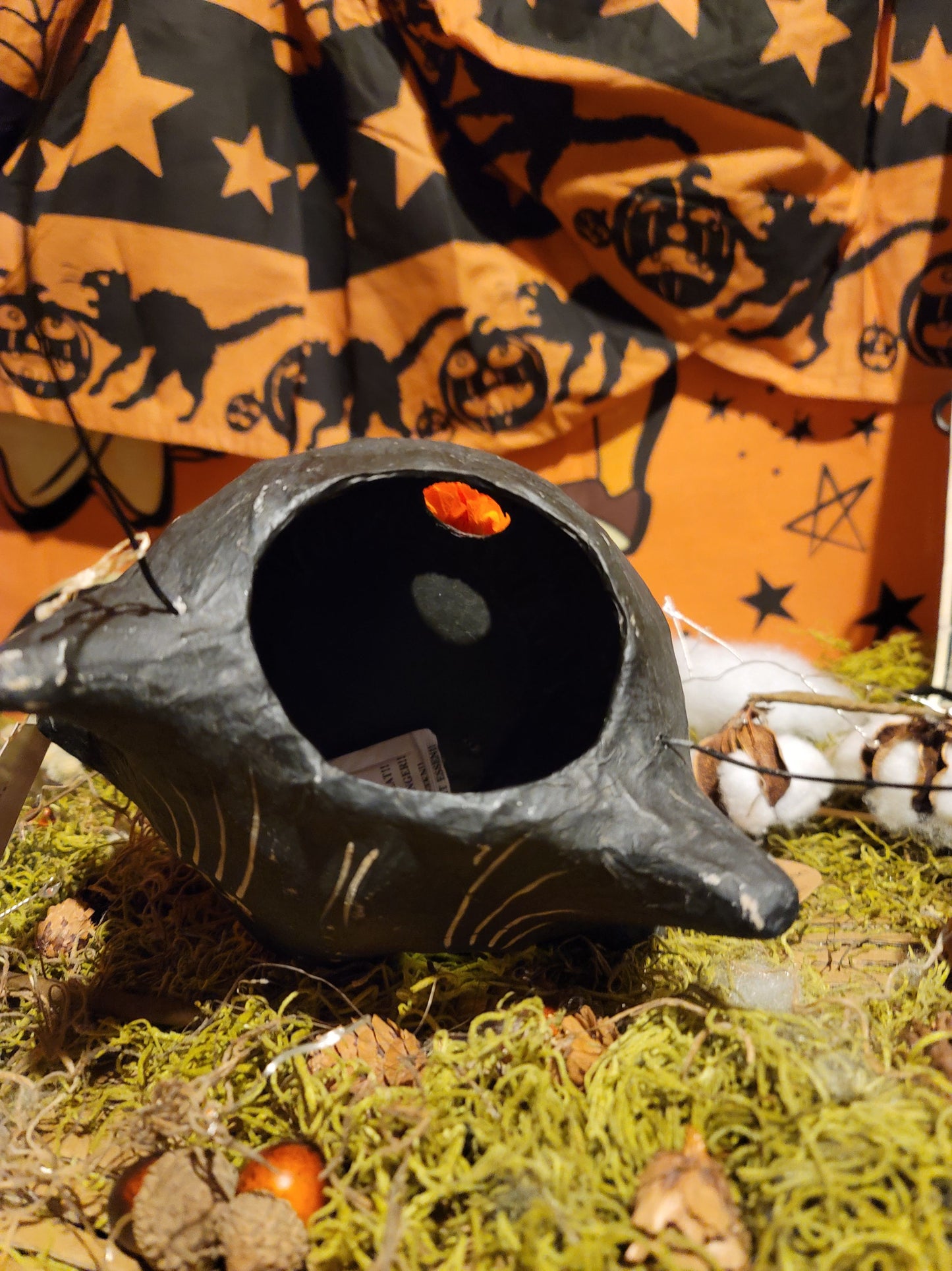 Vintage Halloween Style Bethany Lowe Black Cat Witch Candy Container Lantern