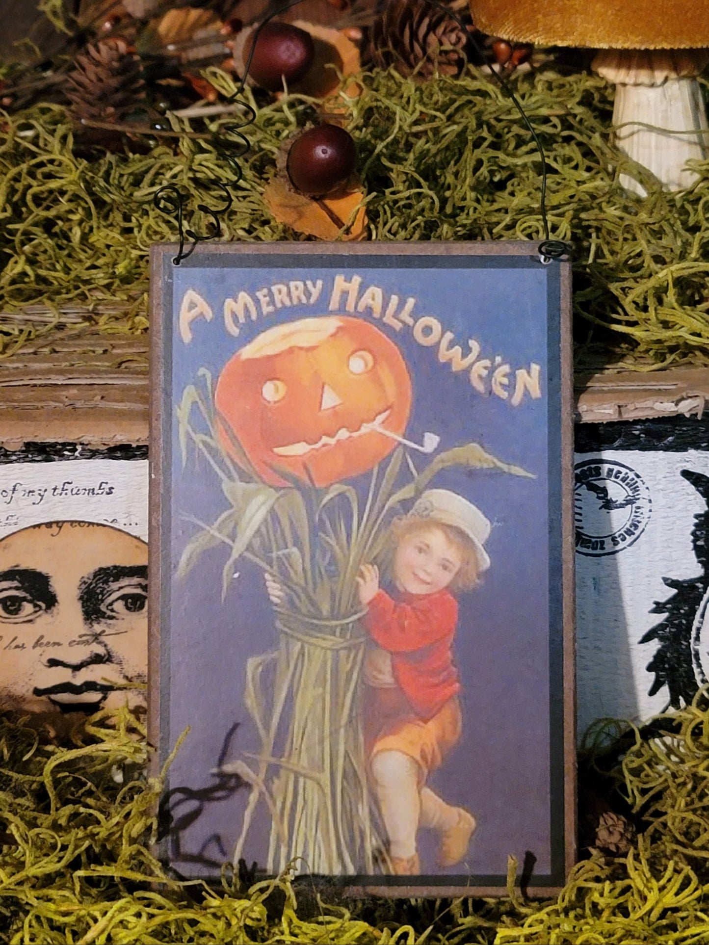 Vintage Halloween Style Postcard Boy
