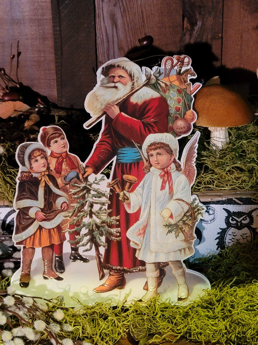 Vintage Victorian Postcard Style Father Christmas Santa Hanging Ornament Decoration