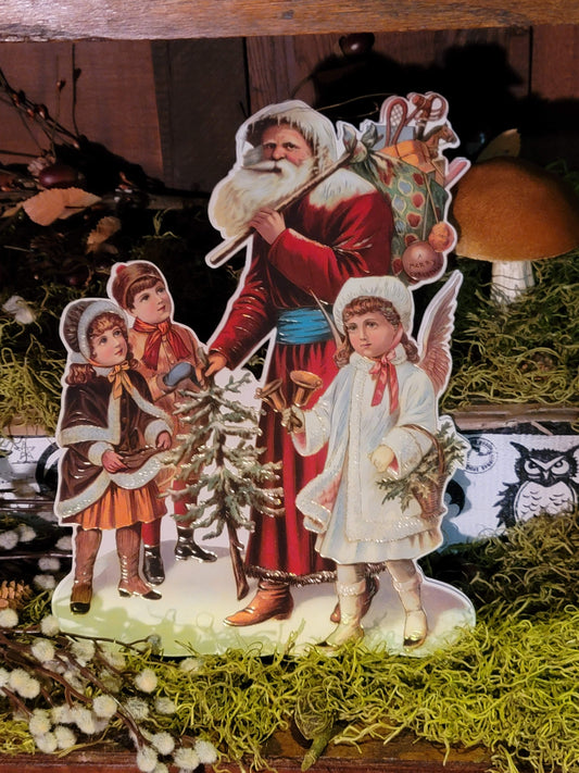 Vintage Victorian Postcard Style Father Christmas Santa Hanging Ornament Decoration