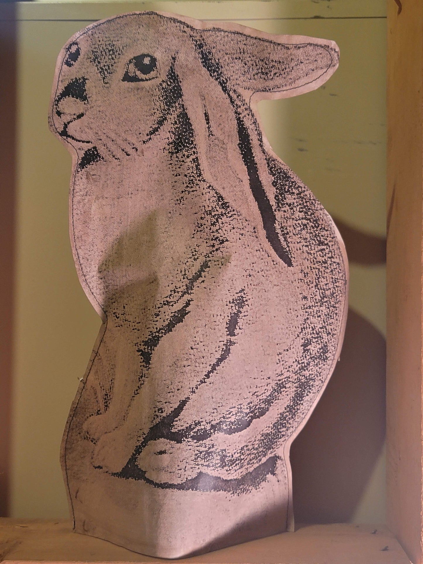 Primitive Paper Standing Easter Rabbit Bunny Figurine