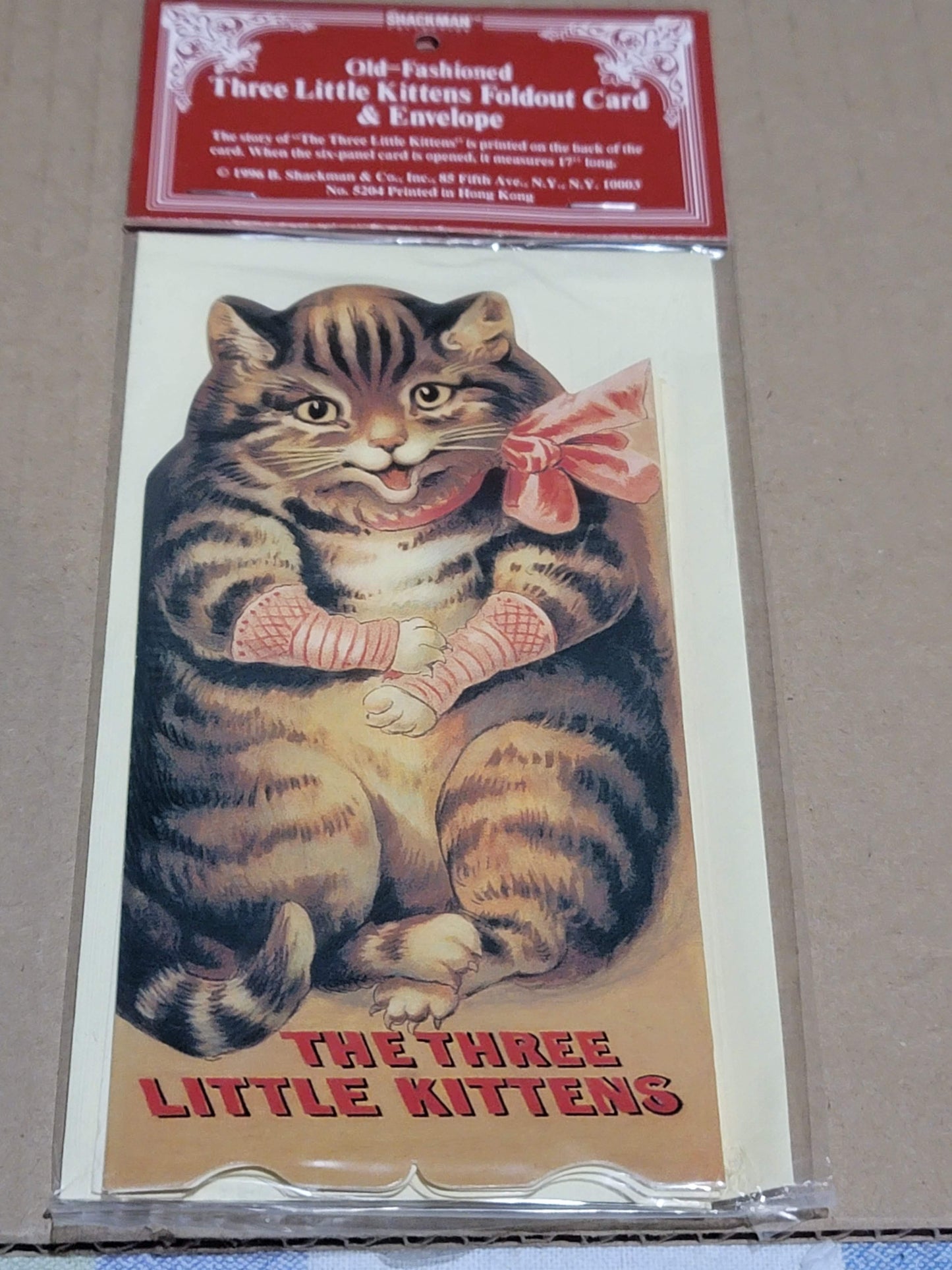 Vintage Victorian Style Three Kittens Fold Out Panorama Card