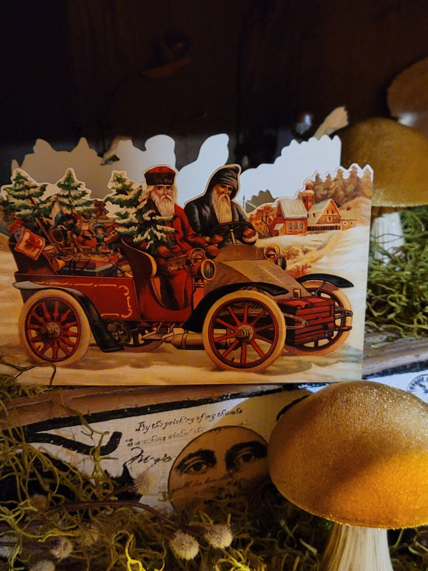 Vintage Victorian Christmas Style Father Christmas Santa Gift Container