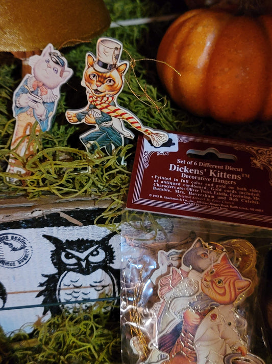 Vintage Victorian Style Charles Dickens Cat Ornaments Set