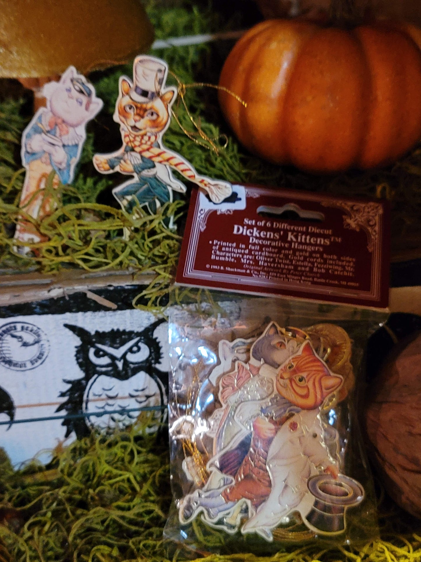 Vintage Victorian Style Charles Dickens Cat Ornaments Set