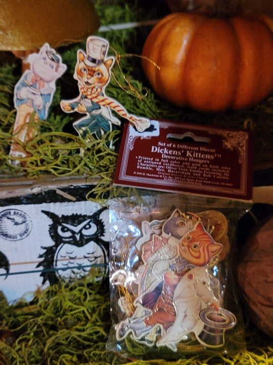 Vintage Victorian Style Charles Dickens Cat Ornaments Set