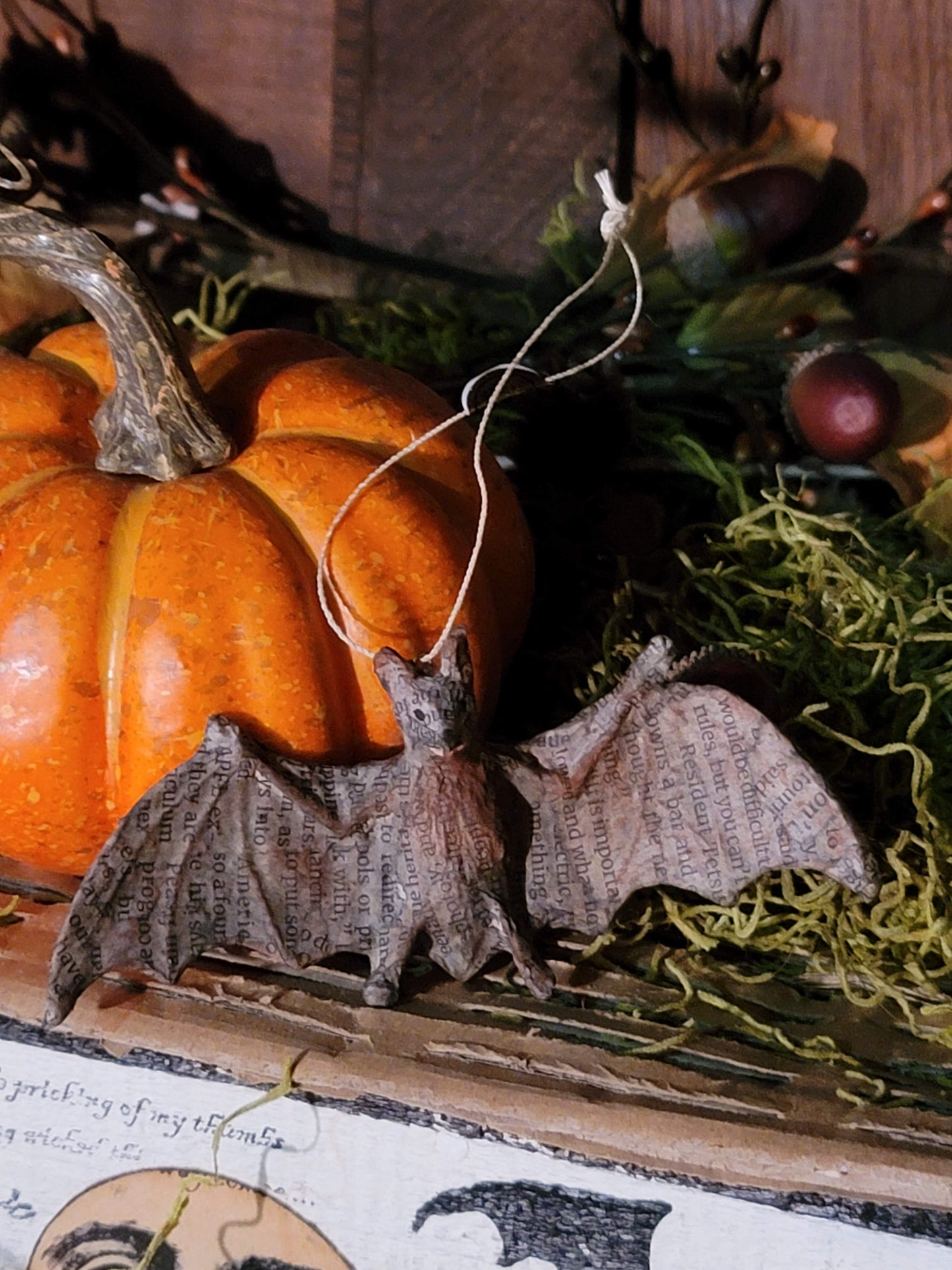 Vintage Halloween Style Gothic Tinkertins Bat Ornament