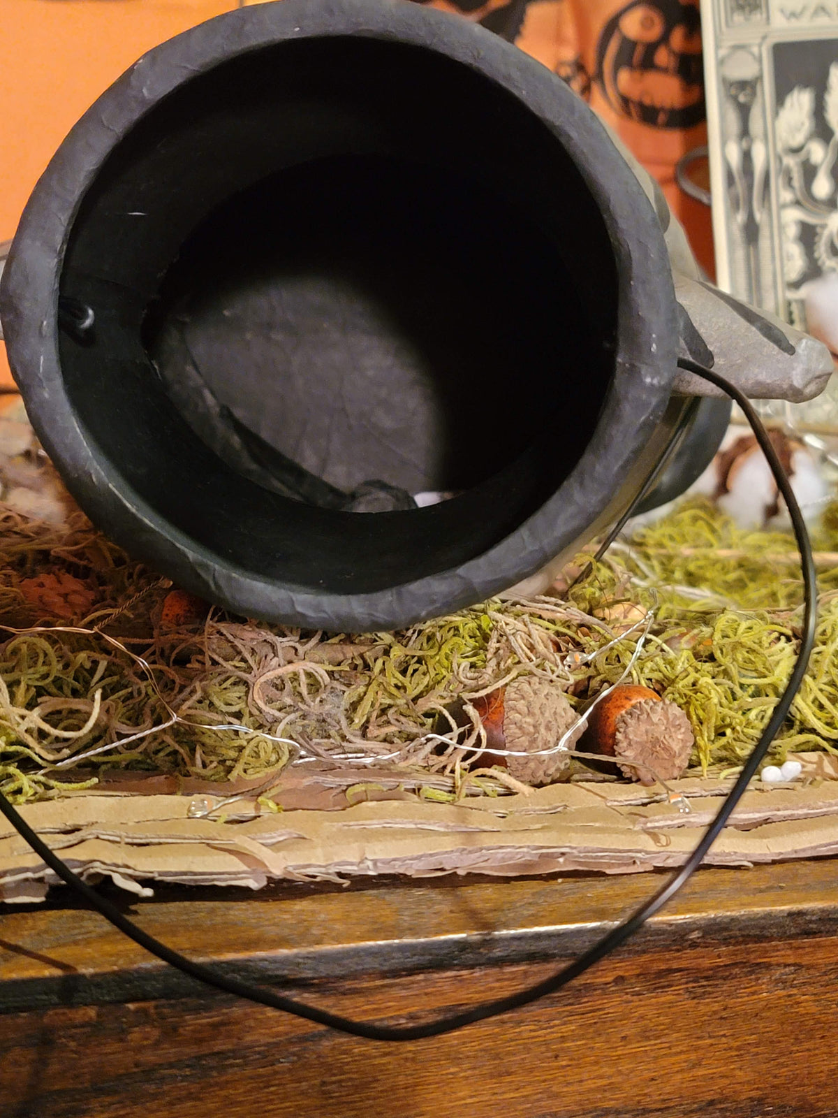 Victorian Halloween Dapper Cat Bust Bucket with Top Hat & Spectacles