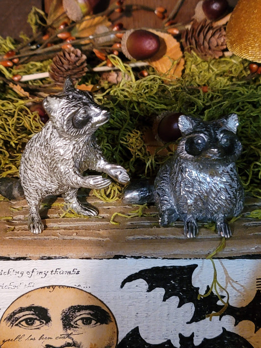 Vagabond House Raccoon Salt and Pepper Shaker Set  "Please Forgive Me"