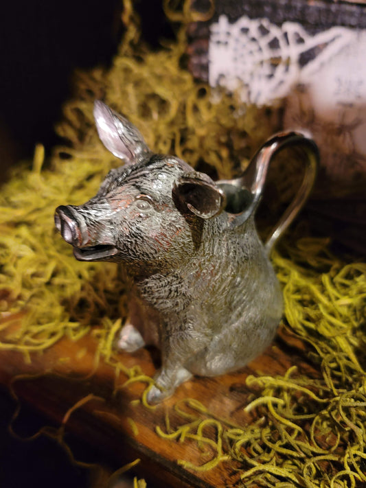 Vagabond House Pewter Boar Hog Swine Creamer Pitcher