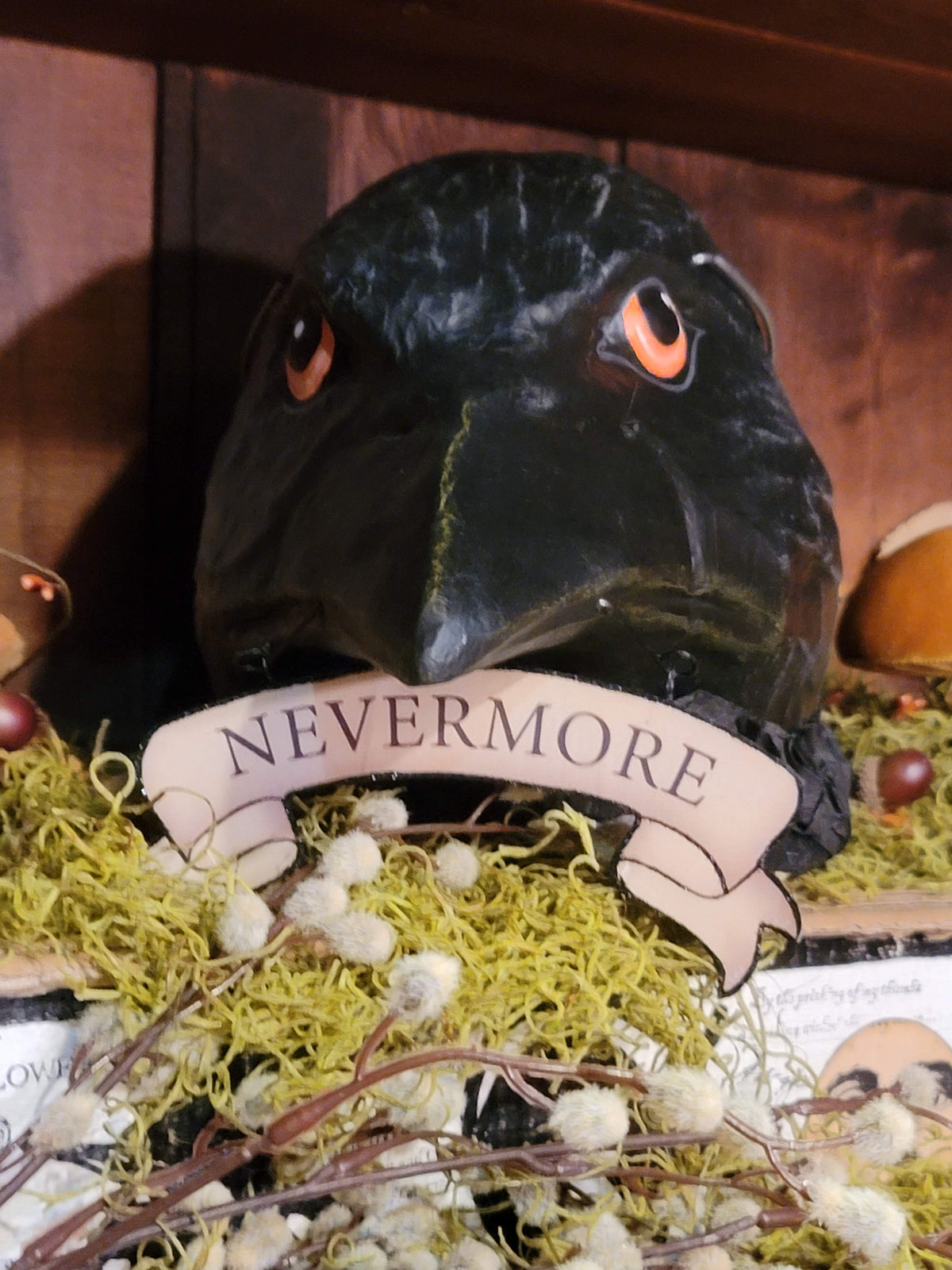 Vintage Halloween Style Raven's Cry Bucket - Paper Mache Candy Container
