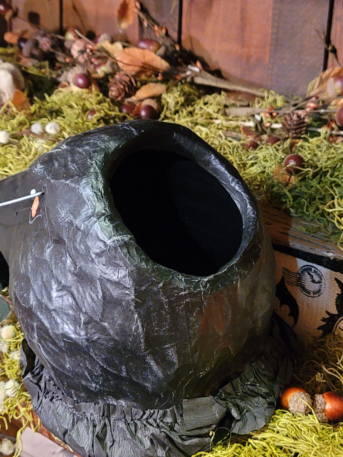 Vintage Halloween Style Raven's Cry Bucket - Paper Mache Candy Container