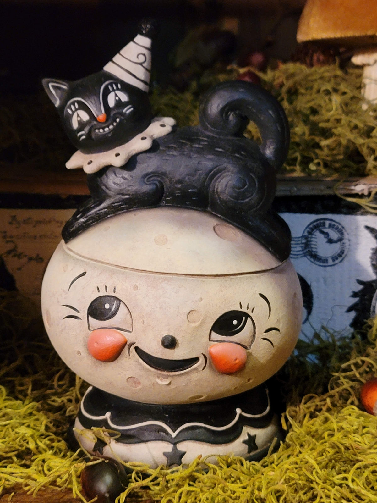 Johanna Parker Black Cat Looney-Jack-O-Luna Candy Container