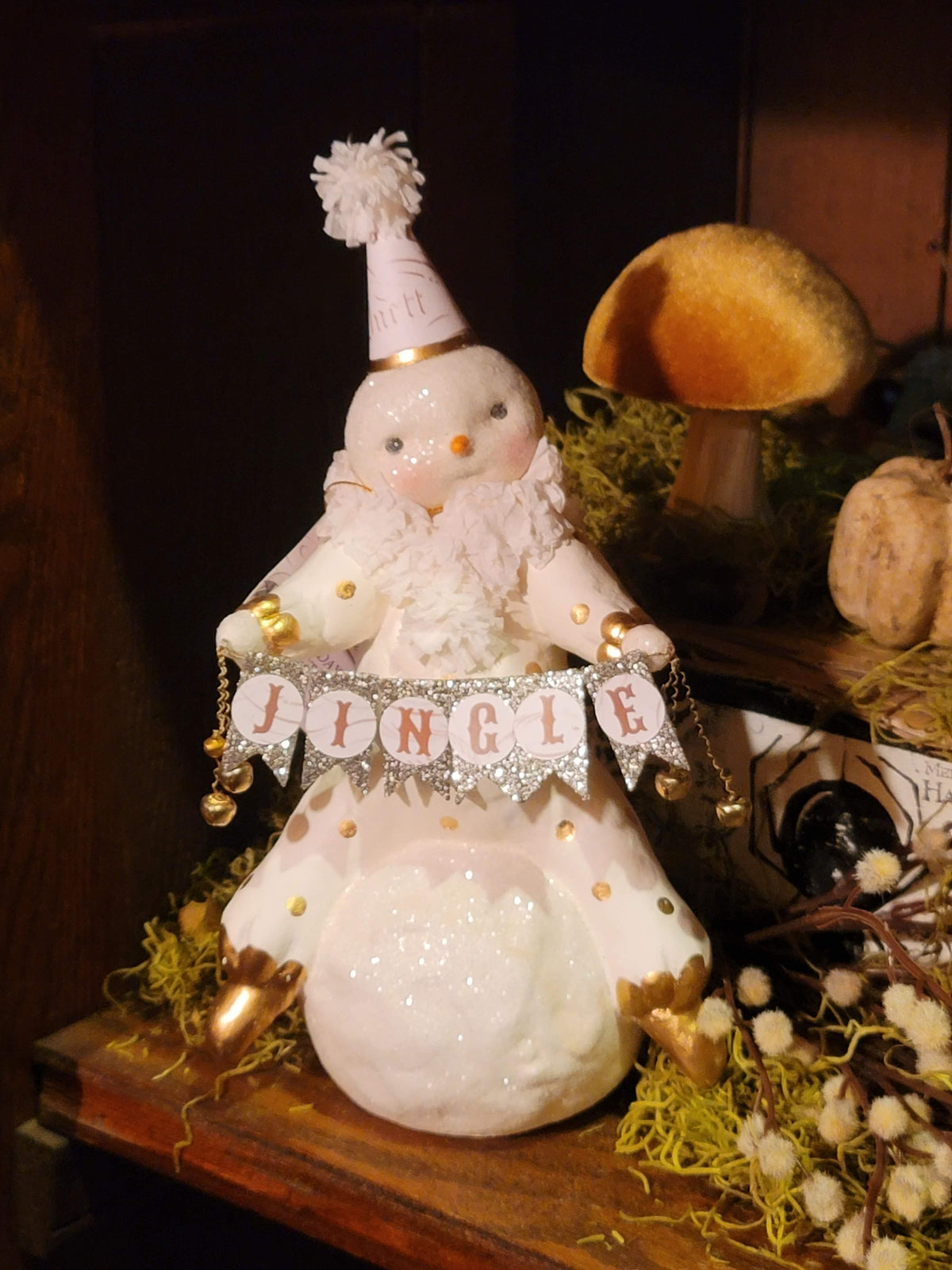 Vintage Christmas Halloween Style Jingle Snowman Dee Harvey Snowball Figurine