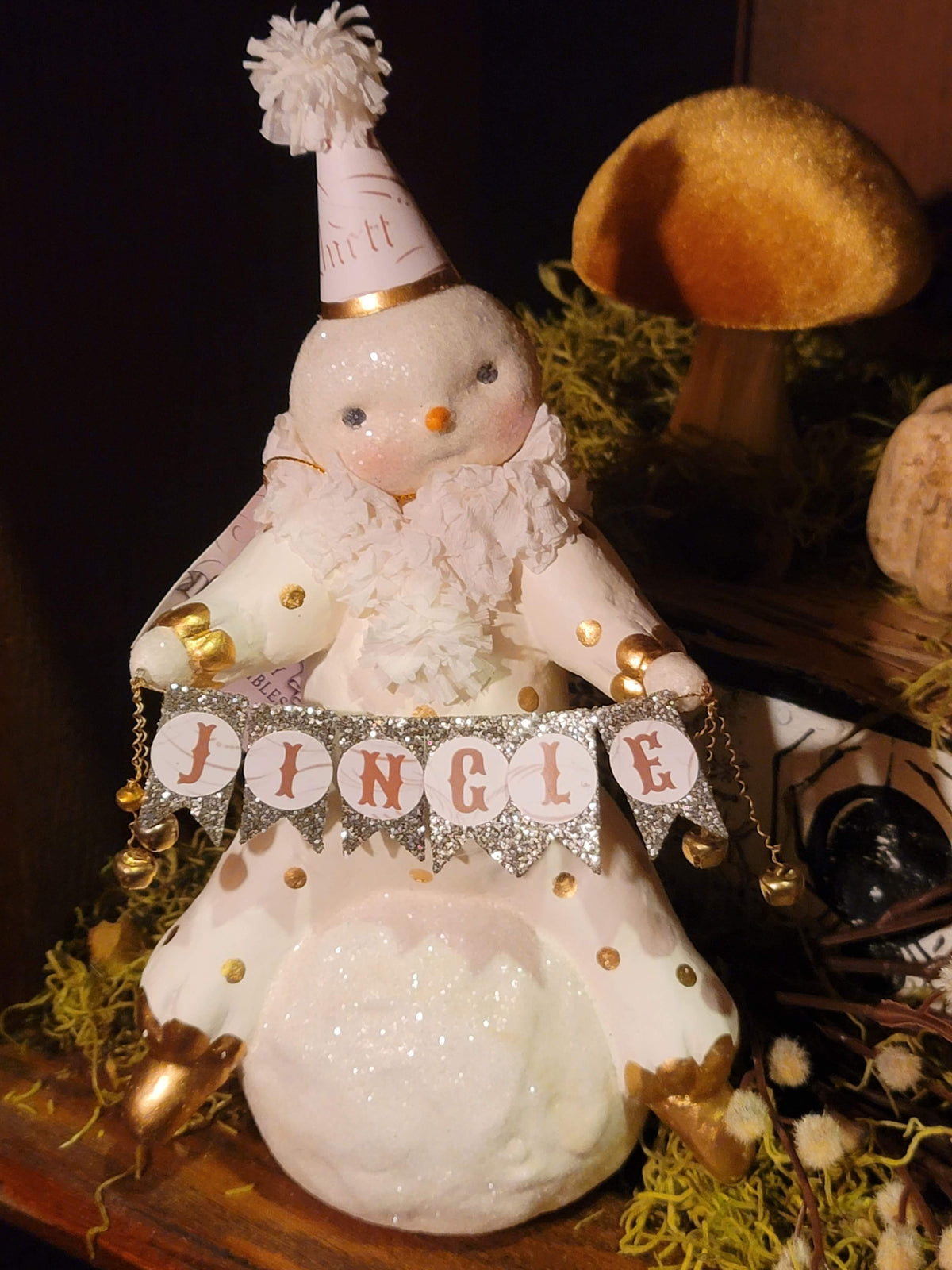 Vintage Christmas Halloween Style Jingle Snowman Dee Harvey Snowball Figurine