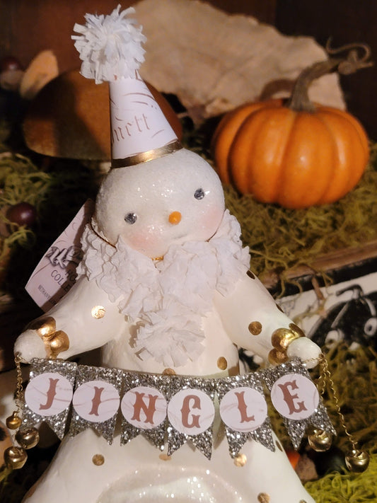 Vintage Christmas Halloween Style Jingle Snowman Dee Harvey Snowball Figurine