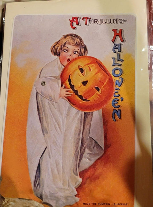 Vintage Halloween Style Mechanical Clapsaddle Boo Girl Post Card