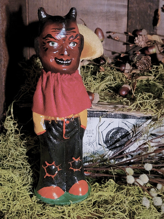 Vintage Halloween Style Authentic German Devil Paper Mache Candy Container