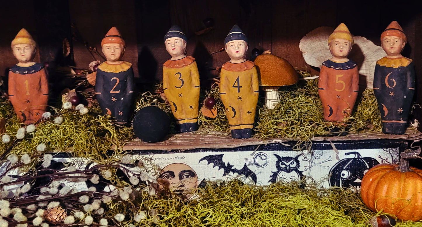 Vintage Halloween Style Bethany Lowe Brownie Bowling Buddies Figurine Set