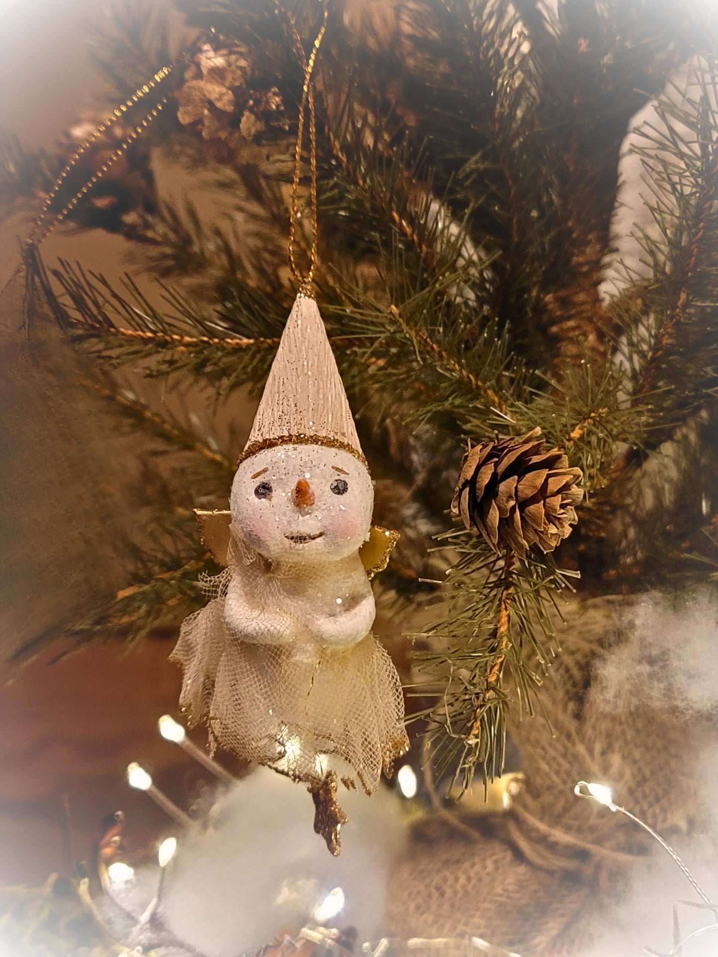Whimsy Folk Art Bethany Lowe princess Snowman Angel Girl Ornament