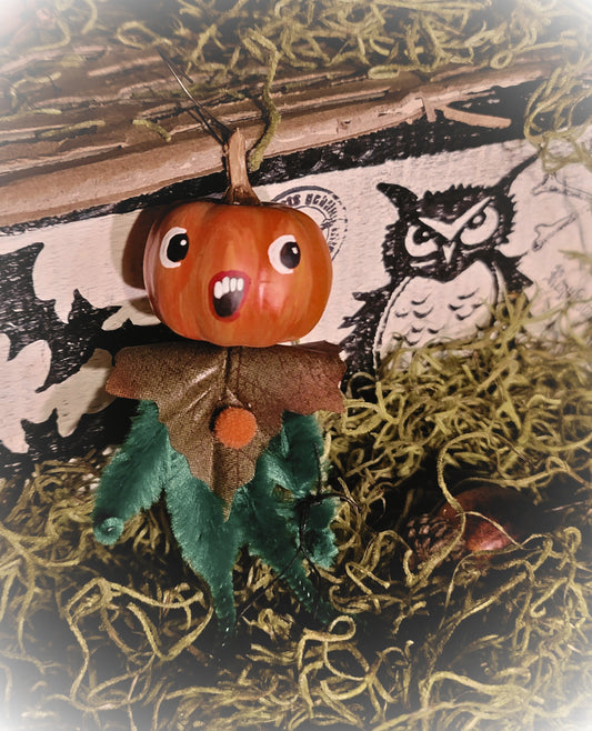 Vintage Halloween Style Pipe Cleaner Pumpkin Man Ornament
