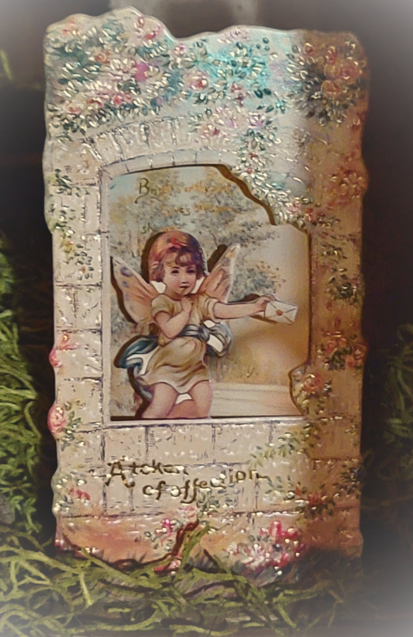 Vintage Victorian Style Cupid Token of Affection Mechanical Romance Card