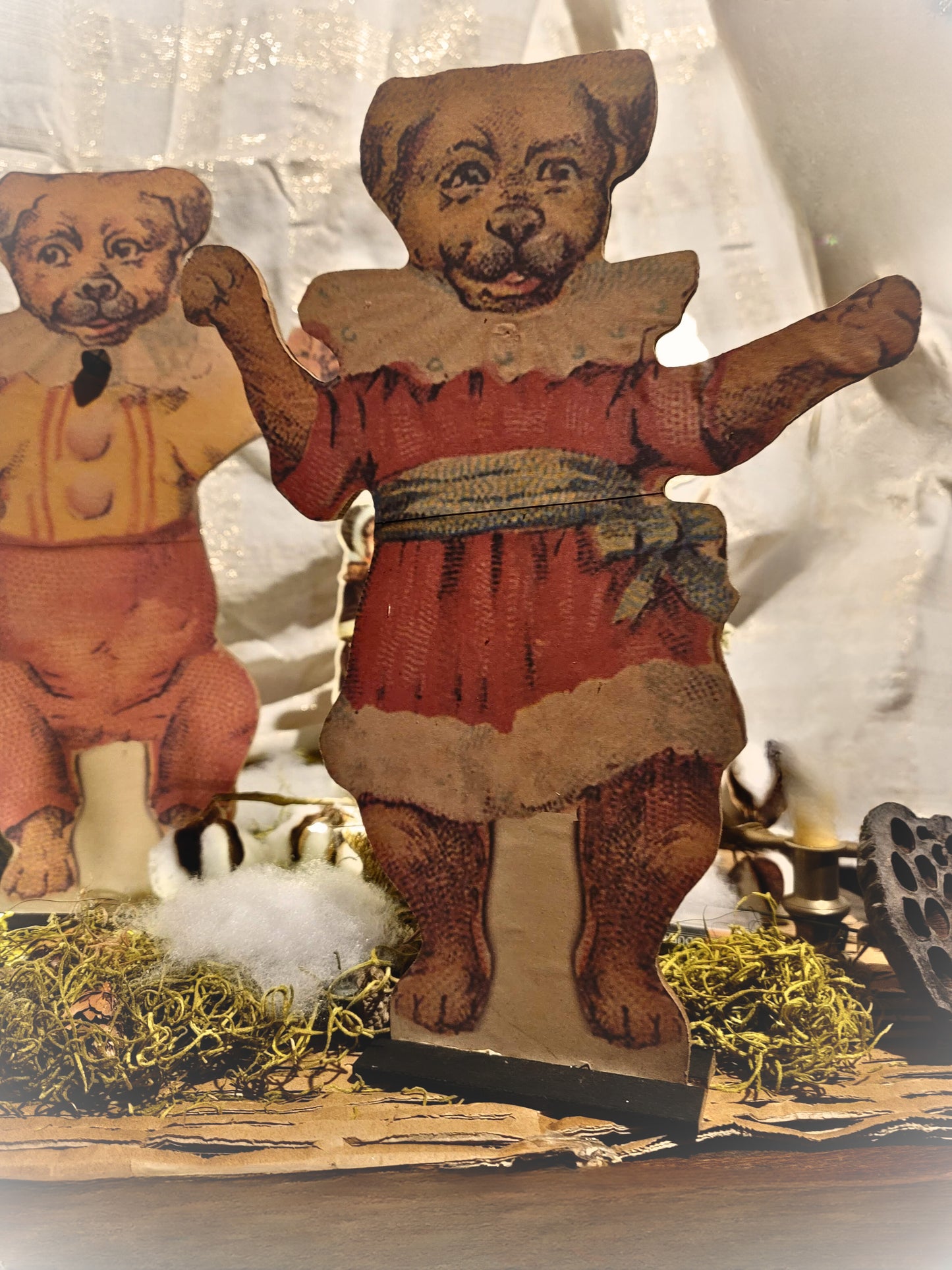Vintage Victorian Style Christmas Circus Dogs Dummy Boards