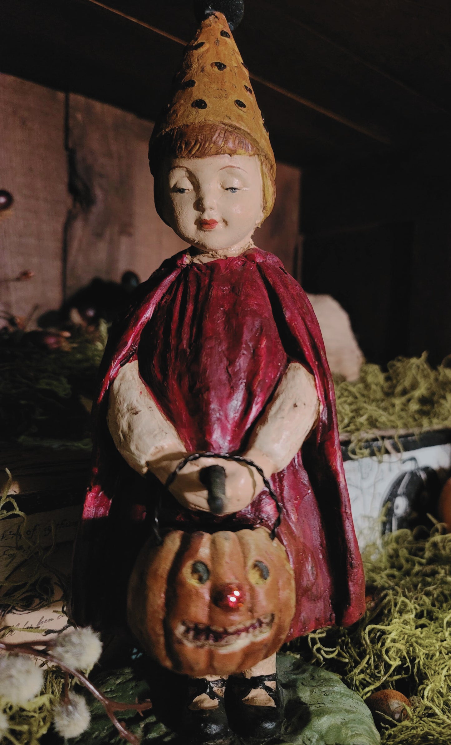 Vintage Halloween Postcard Witch  Barton and Spooner Figurine Ragon House