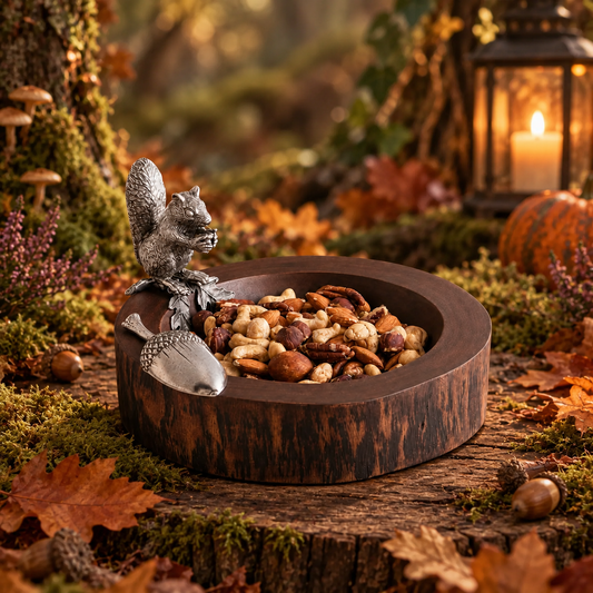 Vagabond House Pewter Squirrel Nut Bowl and Scoop