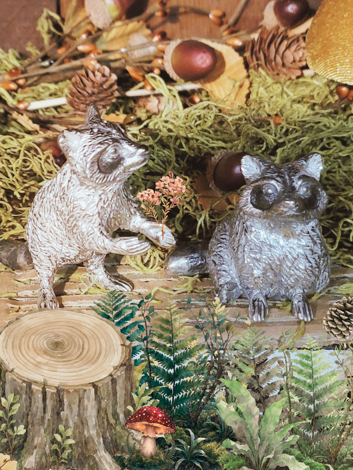 Vagabond House Raccoon Salt and Pepper Shaker Set  "Please Forgive Me"
