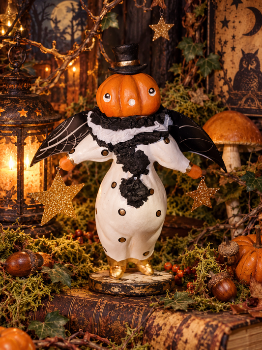 Vintage Halloween Style Dapper Little Jack Pumpkin Figurine