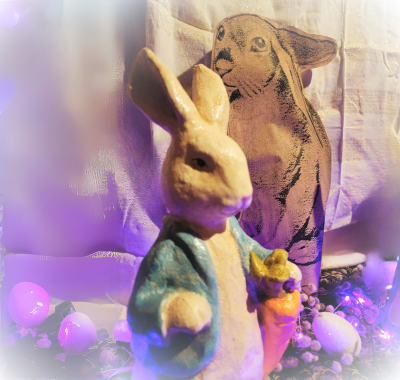 Vintage Easter Style Peter Rabbit with Carrot Bunny Figurine
