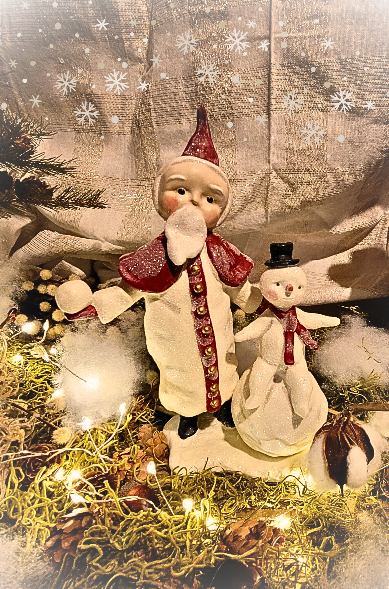 Whimsy Christmas Dee Harvey Foust Best Buds Santa and Snowman Figurine
