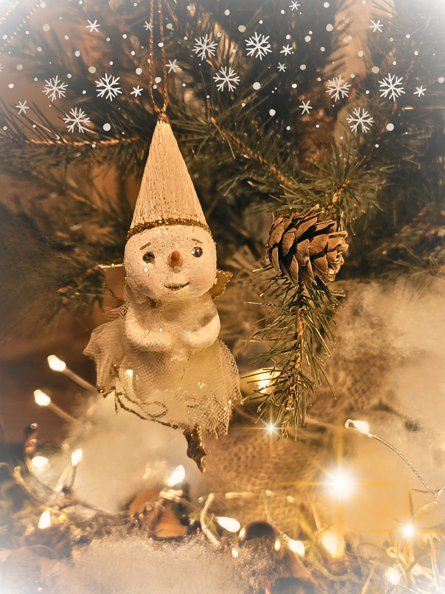 Whimsy Folk Art Bethany Lowe princess Snowman Angel Girl Ornament