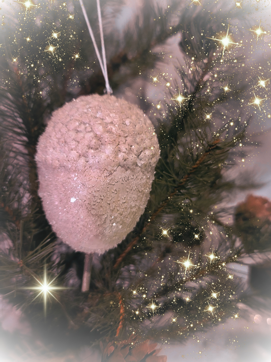Vintage Victorian Style Antiqued Woodland Realm Glittered Acorn Ornament
