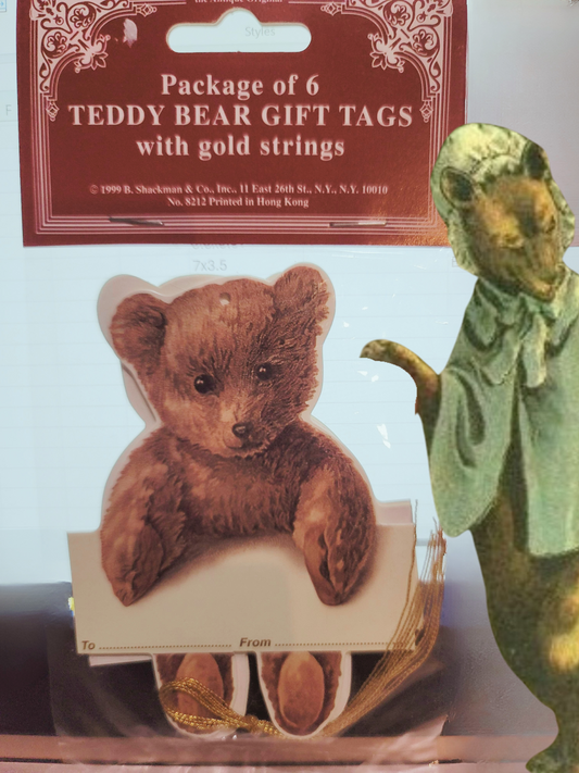 Vintage Christmas Style Teddy Bear Gift Tags