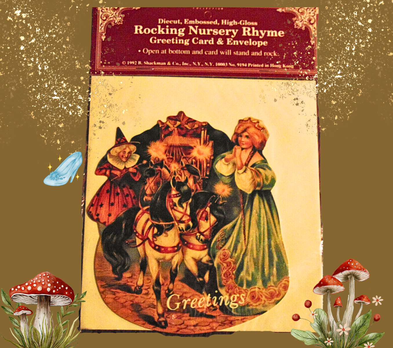 Vintage Victorian Fairytale Die Cut Standing and Rocking Mechanical Greeting Card