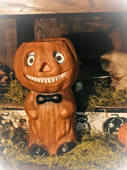 Vintage Halloween Style Pumpkin Man Candy Container