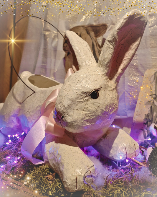 Vintage Easter Giant Easter Rabbit Bunny Paper Mache Basket