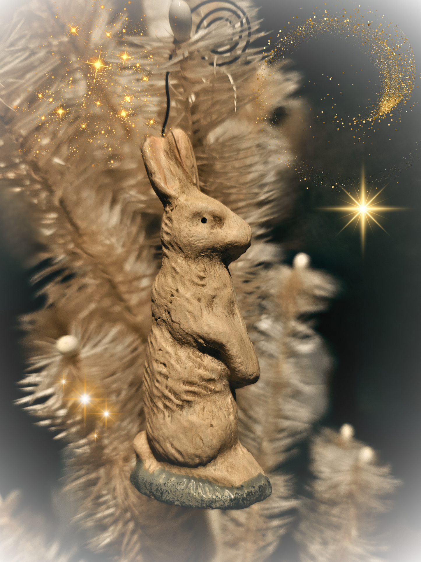 Primitive Easter Rabbit Mold Chalkware Ornaments Set
